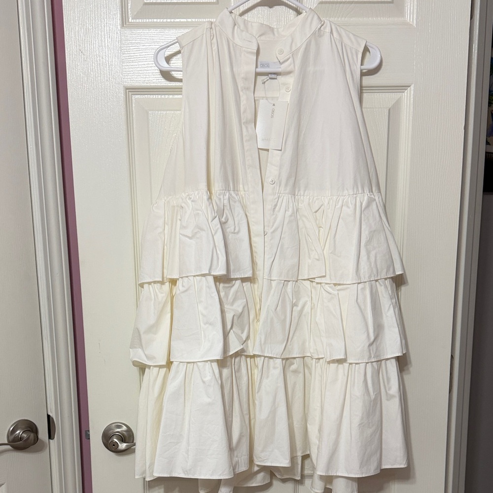 ASOS White Ruffled Sleeveless Dress